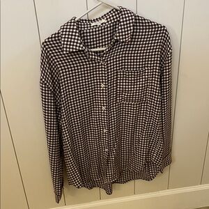 Z Supply Brown and White Checkered women’s Shirt